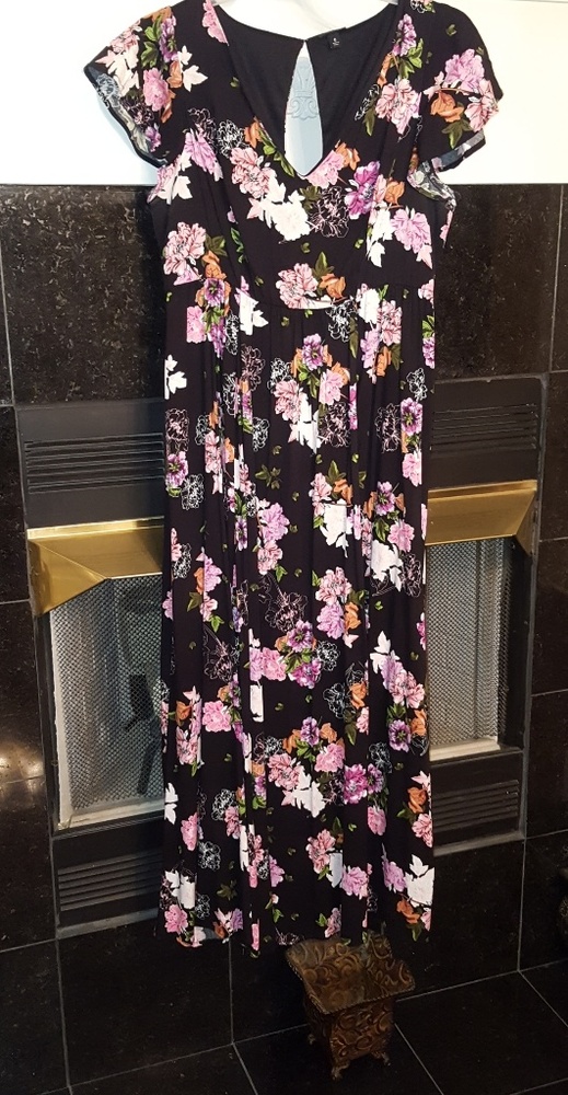 Black Floral Print Wrap Maxi Dress